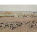 A print after Cecil Aldin, Foxhounds, signed, 12.5in x 26.5in