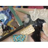 A really varied lot of vintage and antique containing some early clothing, stage clothing,dolls