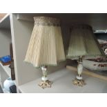 A pair of vintage onyx table lamps