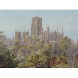A watercolour attributed to Augustus Barnett Stuart, cathedral landscape, indistinctly signed and