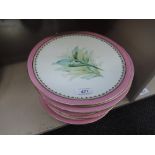 A selection of Worcester dessert plates having handpainted 19th century floral decoration