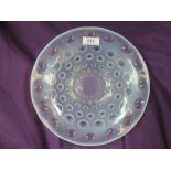 An opalescent glass dish by Lalique in the Aster pattern, etched R Lalique, France, in upper case