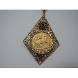 A 1901 gold sovereign, Melbourne mint and Victoria jubilee head, in a removable pendant mount having