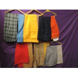 Twelve pairs of gents vintage flared trousers, some vibrant colours and patterns. Includes Jaeger,