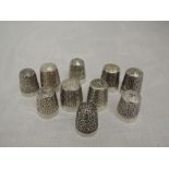 Ten Dorcas thimbles of traditional design