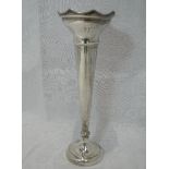An HM silver stem vase having coronet style rim and weighted base, Birmingham, date mark worn,