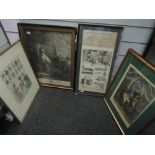 A selection of 18th century and 19th century prints and engravings including The Prodigal Son,