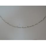 A 14ct white gold fancy link necklace, approx 15'
