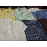 Seven vintage ladies blouses, 1950s to 70s mainly with two more modern ones.mixed sizes and styles.