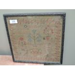 A 19th century sampler of pictorial form, dated 1835