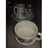 A wash stand set, jug, bowl and chamber pot