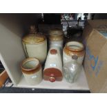 A selection of salt glaze ware, flagon, jars etc