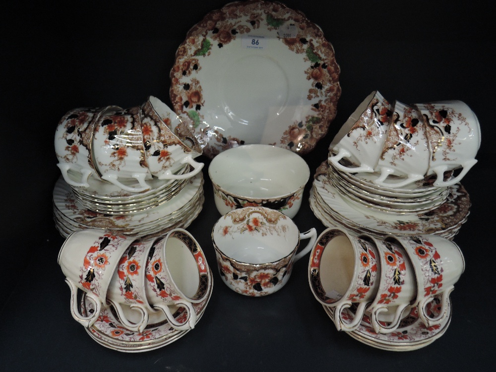 A selection of tea cups and saucers including Mason's in the Franklin design