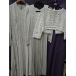 Two vintage wedding dresses,one 1930s the other 1940s and a lace jacket of similar era, very good