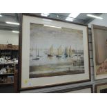 A large print after L S Lowry depicting Yachts at Lytham