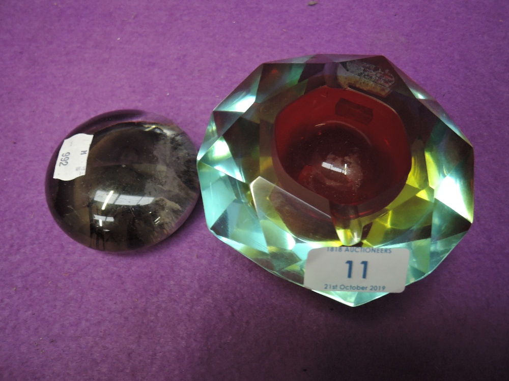 Two pieces of glass including Victorian picture and Prisma dish