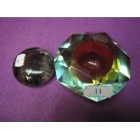 Two pieces of glass including Victorian picture and Prisma dish