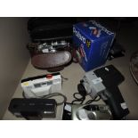 A selection of six cameras, a Mastra V35, an Olympus AF-1, a Kodak Euro 35 colors, a Nexia 20