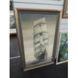 A large oil on board depicting sailing galleon signed Alan Lavin