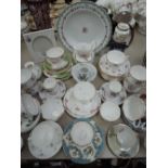 A selection of ceramics including Royal Albert Petit Point cups and saucers, Wedgwood, Crown Royal