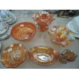 A selection of carnival glass