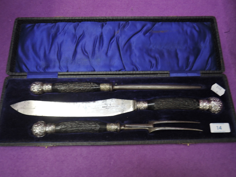 A set of James Deakin and sons horn handle carving knives