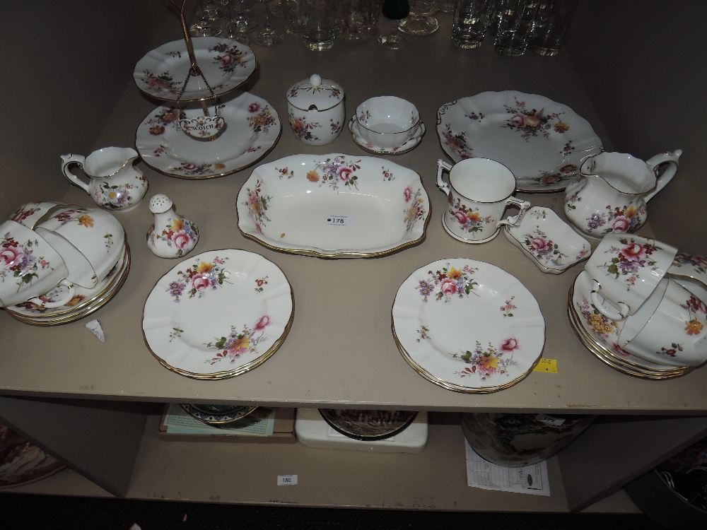 A selection of Royal Crown Derby teaware etc in The Derby Posies pattern
