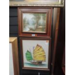 Two original art works including oil on canvas