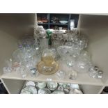 A large selection of glasswares, including paperweight, purfume bottle, vases etc