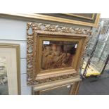 A cyrstoleum of reclining lady in gilt plaster frame