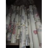 Twelve rolls of vintage 1980s wallpaper and two borders.marks and spencer 'Garland'