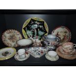 A selection of ceramics including export tea cup and saucer