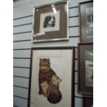 A watercolour, P Welch, Spaniel head study, signed and dated (19)83, 8in x 8in and a heightened