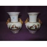 A pair of Dresden style mantle vase with mythological image AF