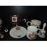 A selection of coronation wares including cameos