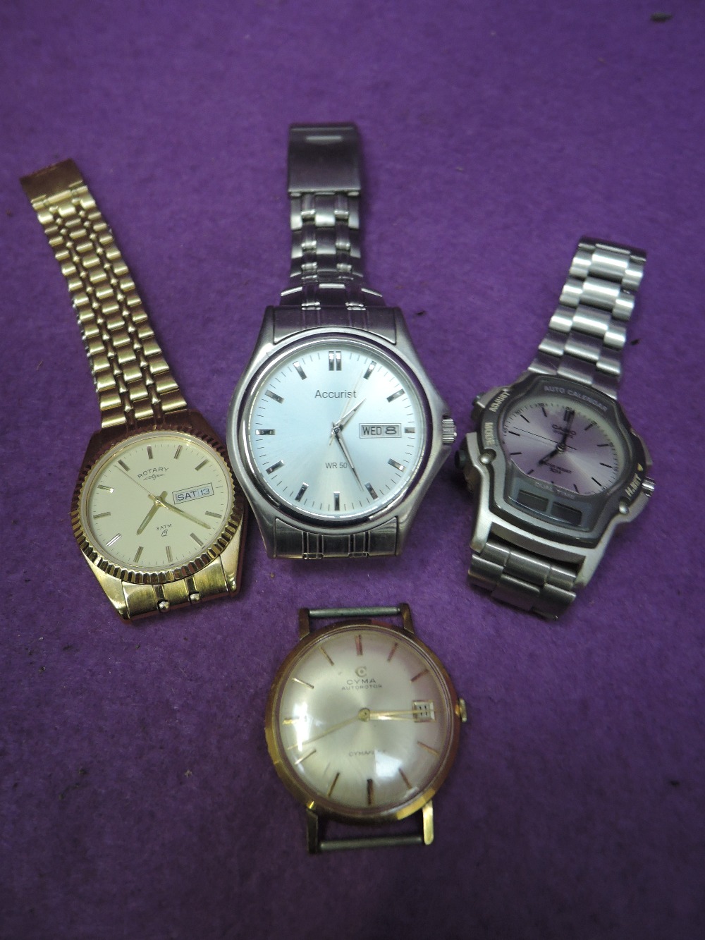 A selection of means wrist watches including Rotary and CYMA