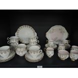 A selection of tea cups and saucers including Coalport Braemar