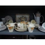 A selection of tea cups saucers and part tea sets including art deco and Olympus