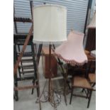 Two vintage metal lamp stands
