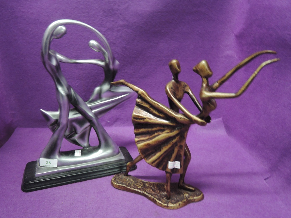 A selection of art deco figures including dancer sets