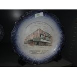 A ceramic plate by CWS Longton for Blackpool Co Op dated 1906