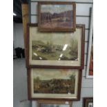 A selection of early prints and oak picture frames