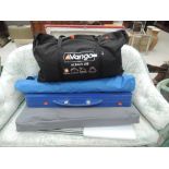 A selection of camping equipment including Vango tent, camping kitchen etc