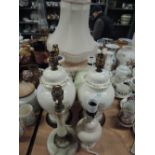 A selection of table top and desk lights and lamps