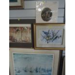 A selection of prints including L S Lowry and Russell Flint