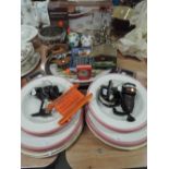 A selection of ceramics and fishing eqipment