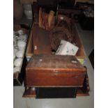 A good selection of wooden treen including humidor book shelf and roller