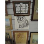 A selection of Chow Chow dog prints and Cigarette cards
