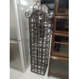 A metal wine rack