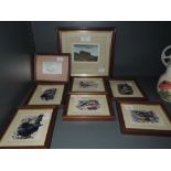 A selection of miniature prints and original water colour